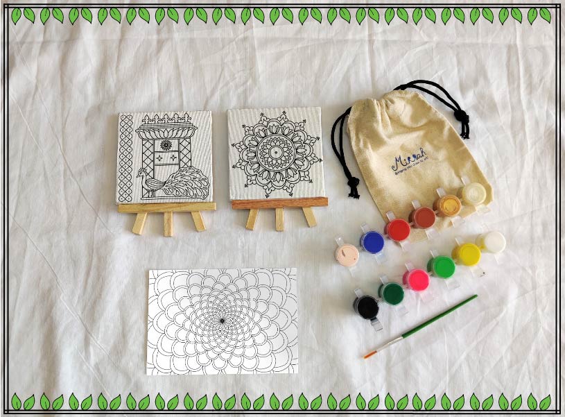Kolam Knot Miniature Painting kit with canvas, easel and paints – House of  Mirrah